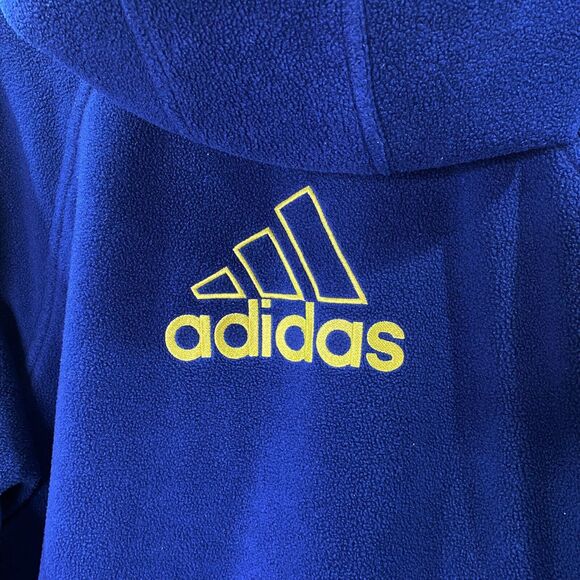 Adidas Reversible Jacket Coat Size Large Navy Blue And Yellow 90s Fleece/Nylon - Picture 6 of 12